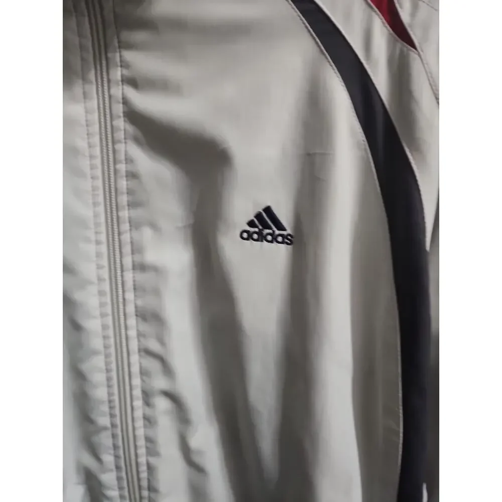 Vintage Adidas, white windbreaker, 3 stripes, jacket 1990